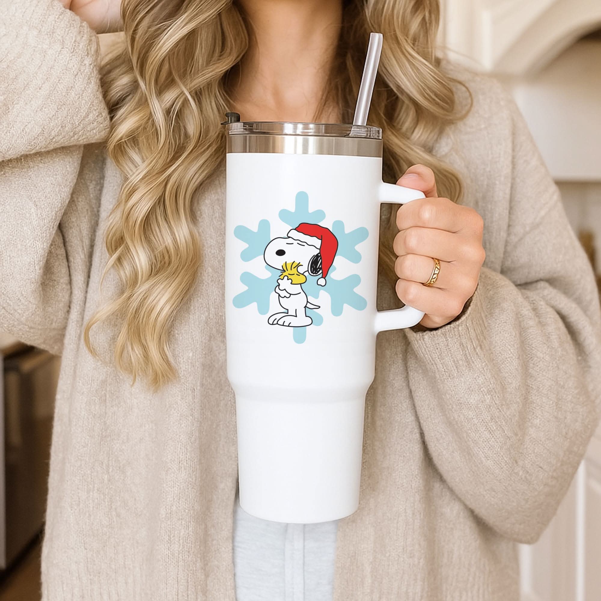 Christmas Cartoon Beagle And Bird  Tumbler