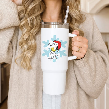 Christmas Cartoon Beagle And Bird  Tumbler