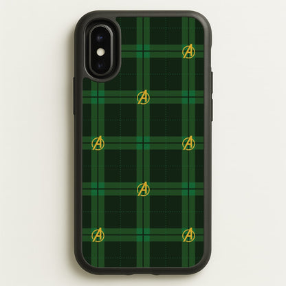 Superhero Team Green Tartan Pattern iPhone X / XS Case