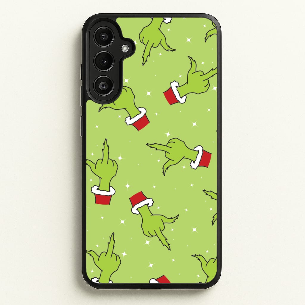 Green Middle Finger Christmas Pattern Galaxy A36 Case