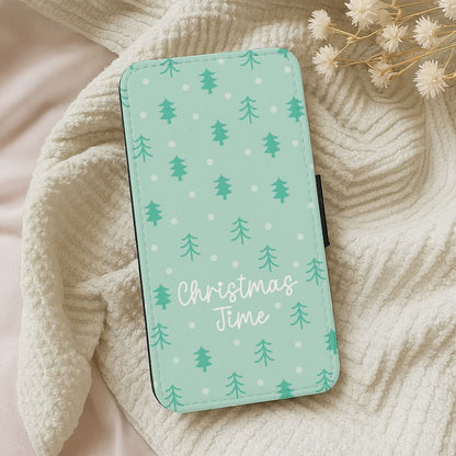 Cute Xmas Trees Pattern Leather Phone Case