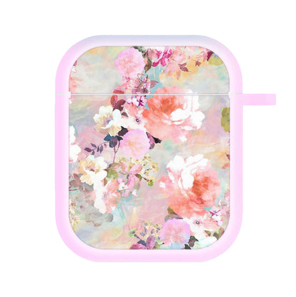 Pastel Pink Floral Pattern AirPods Case