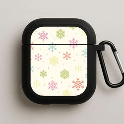 Pastel Snowflakes Pattern Black AirPods Case