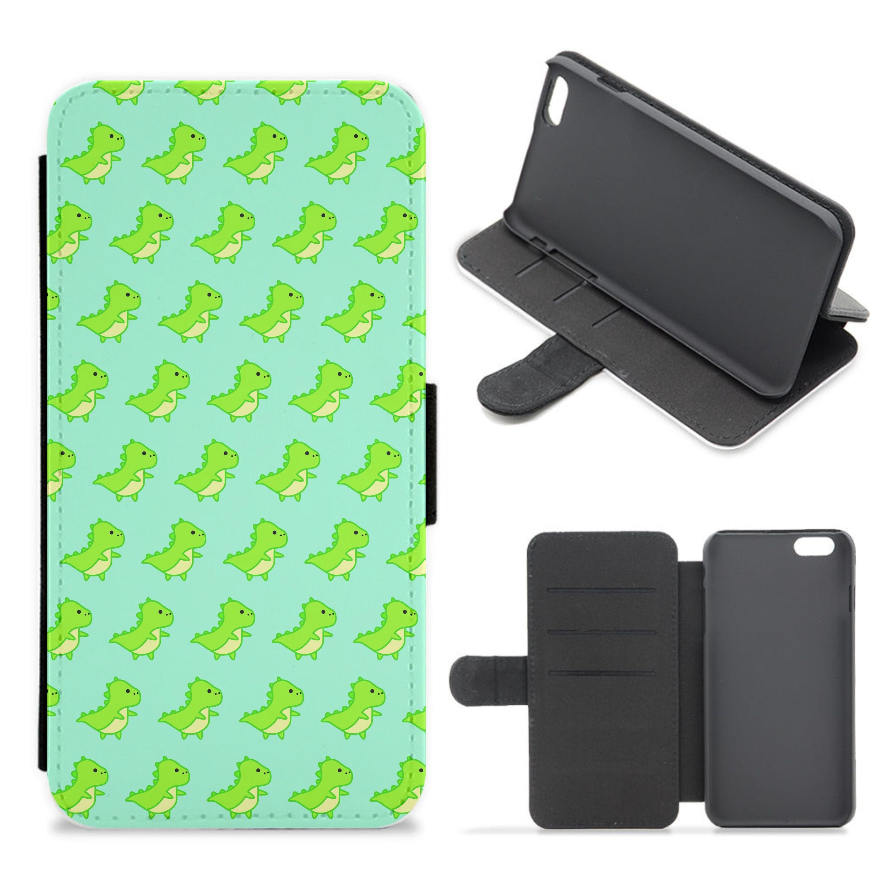 Green Dinosaurs Pattern - Dinosaurs Flip / Wallet Phone Case