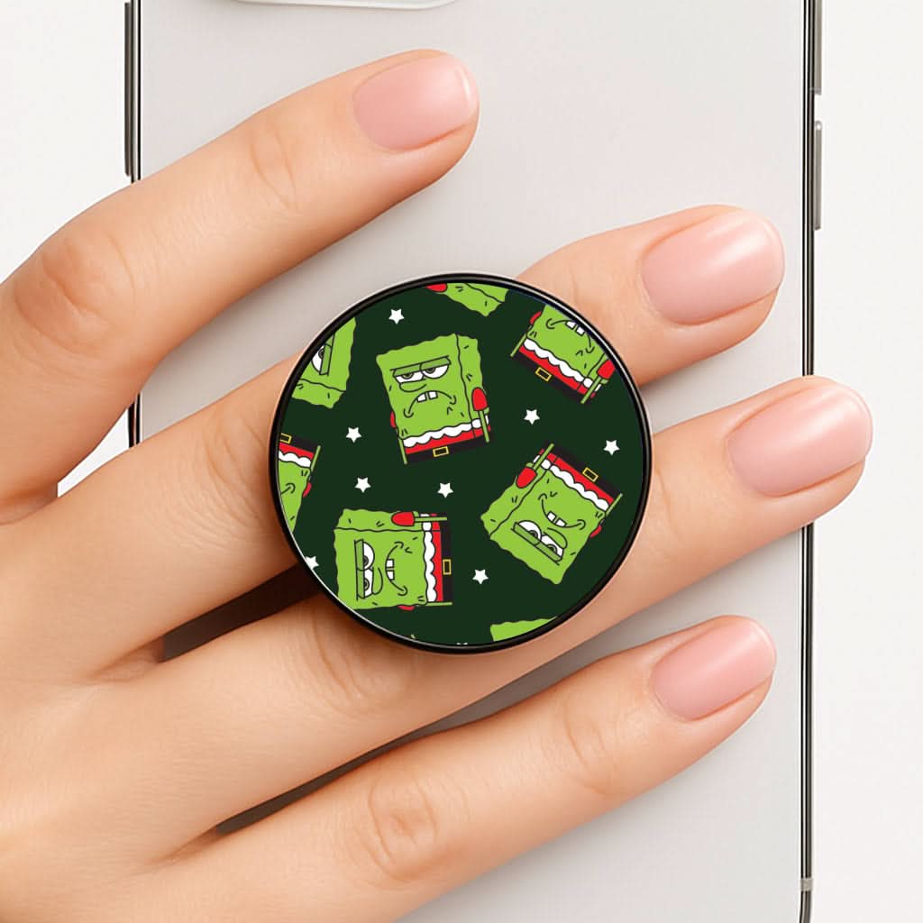 Grumpy Christmas Cartoon Sponge Pattern Phone Grip