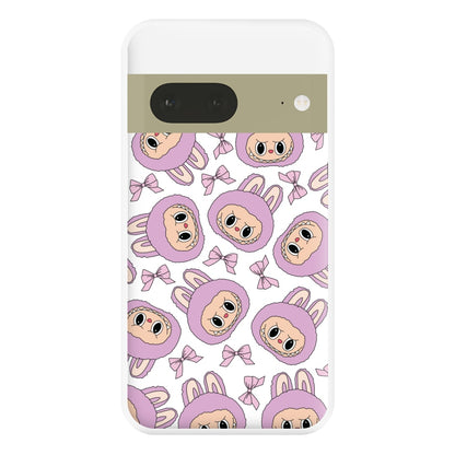 Cute Purple Monster And Bows Pattern Google Pixel 7a Case
