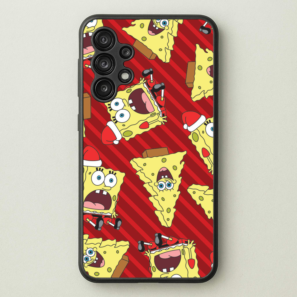 Christmas Cartoon Sponge Stripes Pattern Galaxy A13 Case