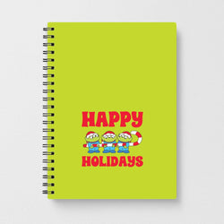 Happy Holidays Cute Green Aliens Notebook