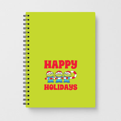 Happy Holidays Cute Green Aliens Notebook