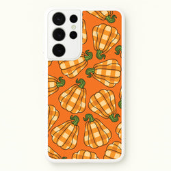Tartan Pumpkins Pattern Galaxy S21 Ultra Case