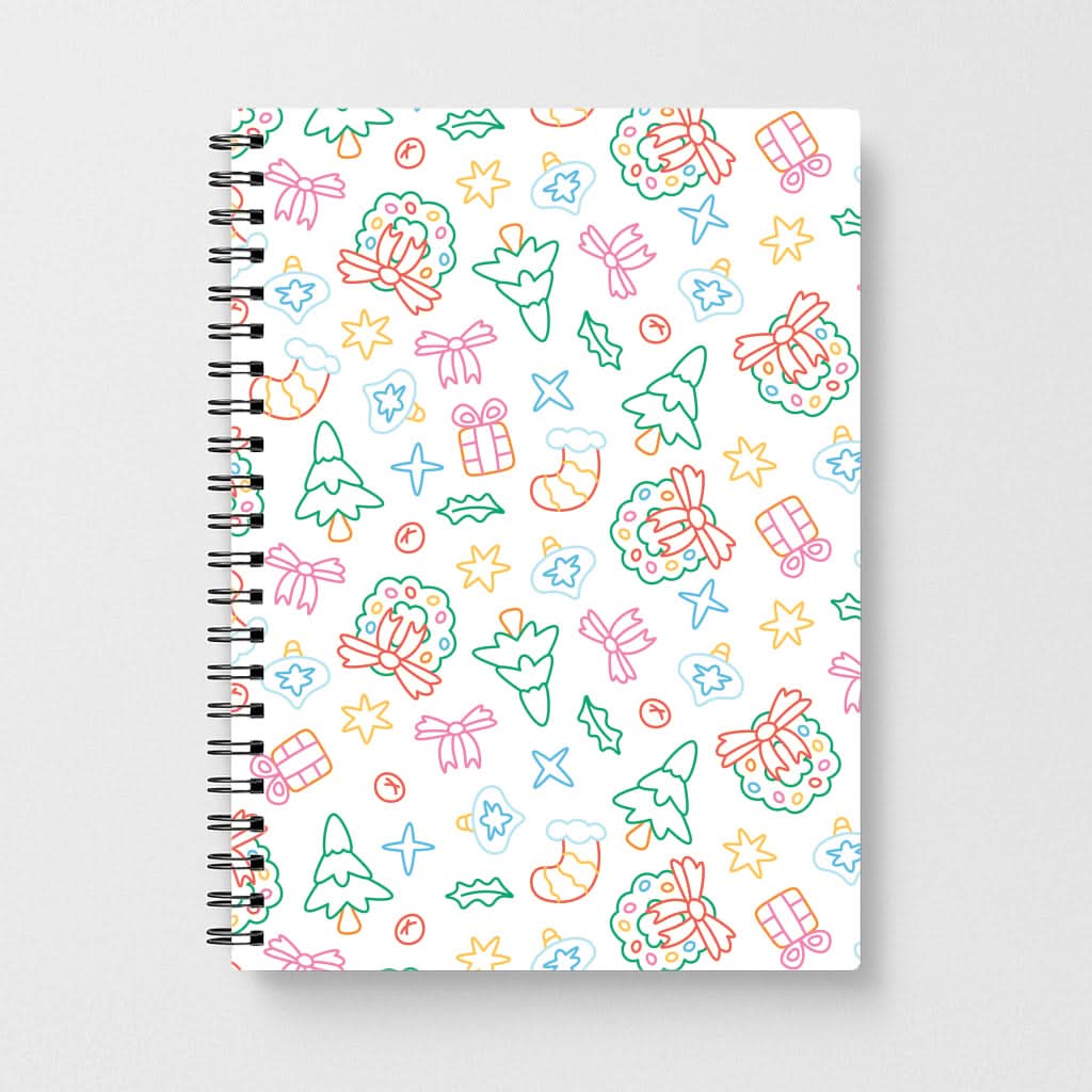 Neon Christmas Icons Pattern II Notebook