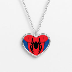 Red And Blue Spider Costume Heart Necklace