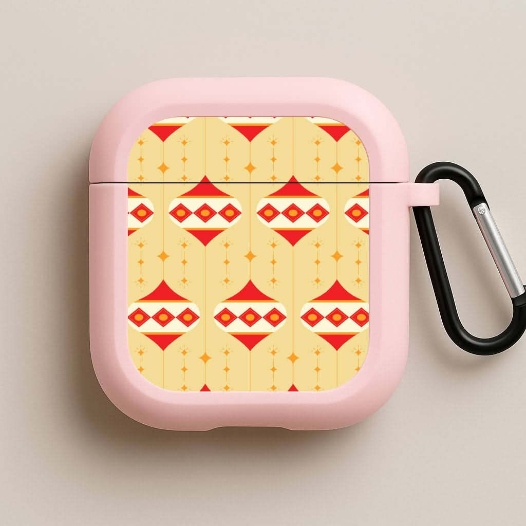 Abstract Christmas Baubles Pattern Pink AirPods Case