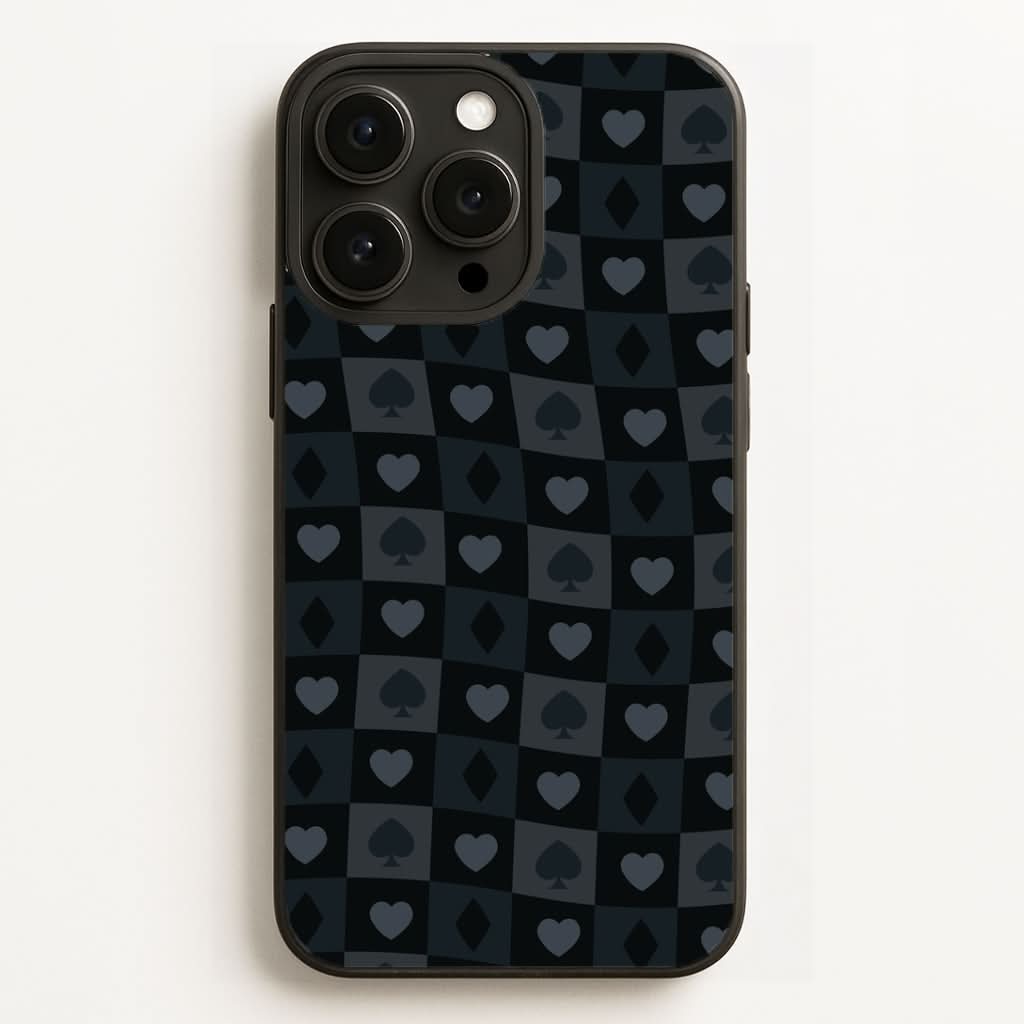 Card Suits Pattern Black Phone Case for Apple iPhone, Samsung Galaxy, Huawei and Google Pixel