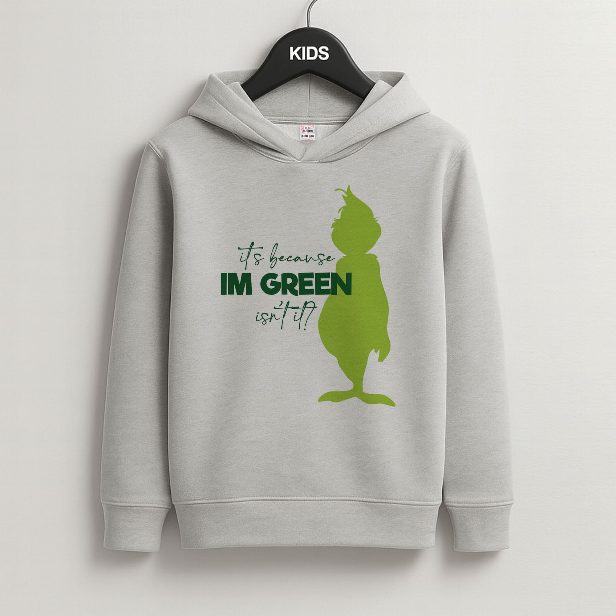 Because I'm Green Grey Kids Hoodie