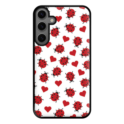 Ladybugs And Hearts Pattern Galaxy S25 Case