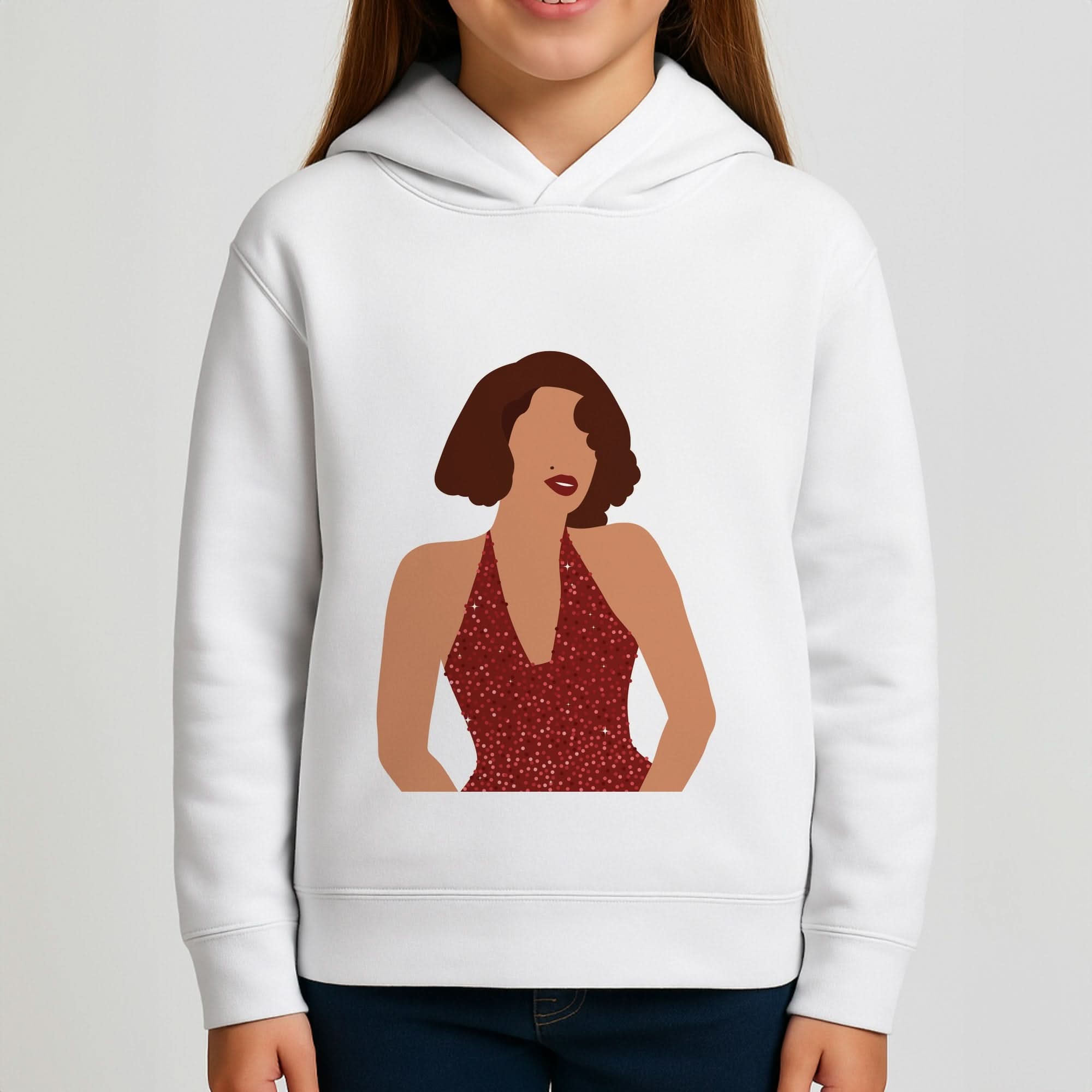 Red Sparkly Dress Girls Hoodie