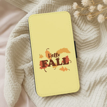 Hello Fall Leather Phone Case