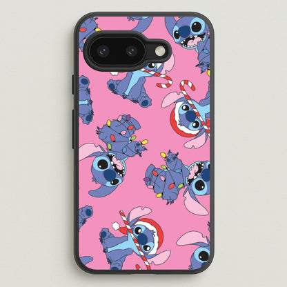 Christmas Cute Blue Alien Pattern Google Pixel 9a Case