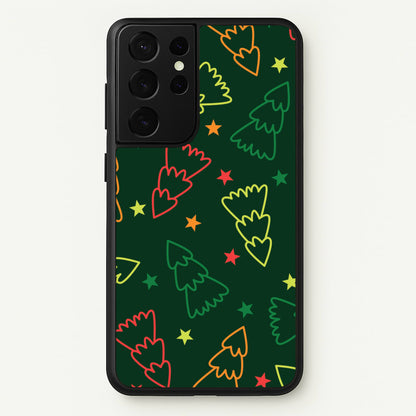 Colourful Christmas Tree Outlines Pattern Galaxy S21 Ultra Case