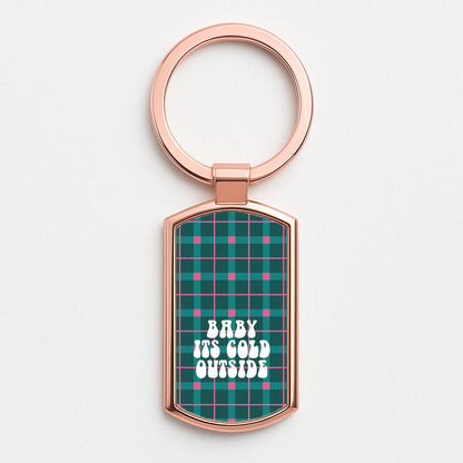 Baby It's Cold Outside Tartan Rose Gold Keyring