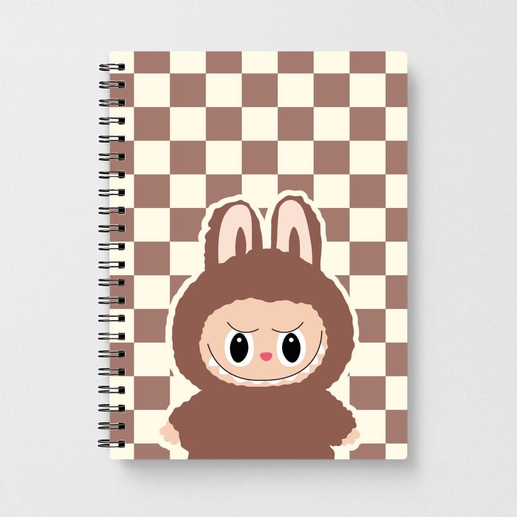 Checkered Cute Brown Monster  Notebook