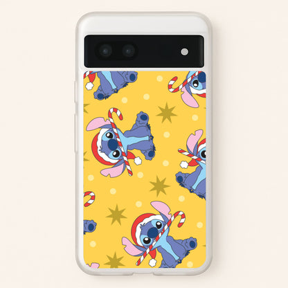 Cute Blue Alien Candycane Christmas Pattern Google Pixel 6a Case