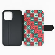 Geometric Square Christmas Pattern Flip / Wallet Phone Case 2