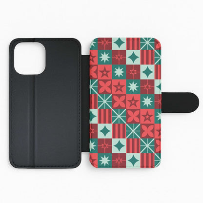 Geometric Square Christmas Pattern Flip Phone Case