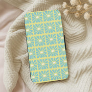 Square Abstract Flowers Blue Flip / Wallet Phone Case 5