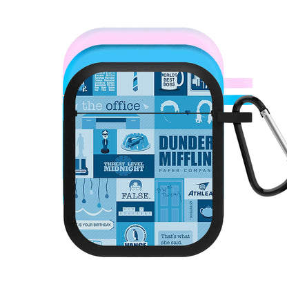 Office Blue Patchwork AirPods Case