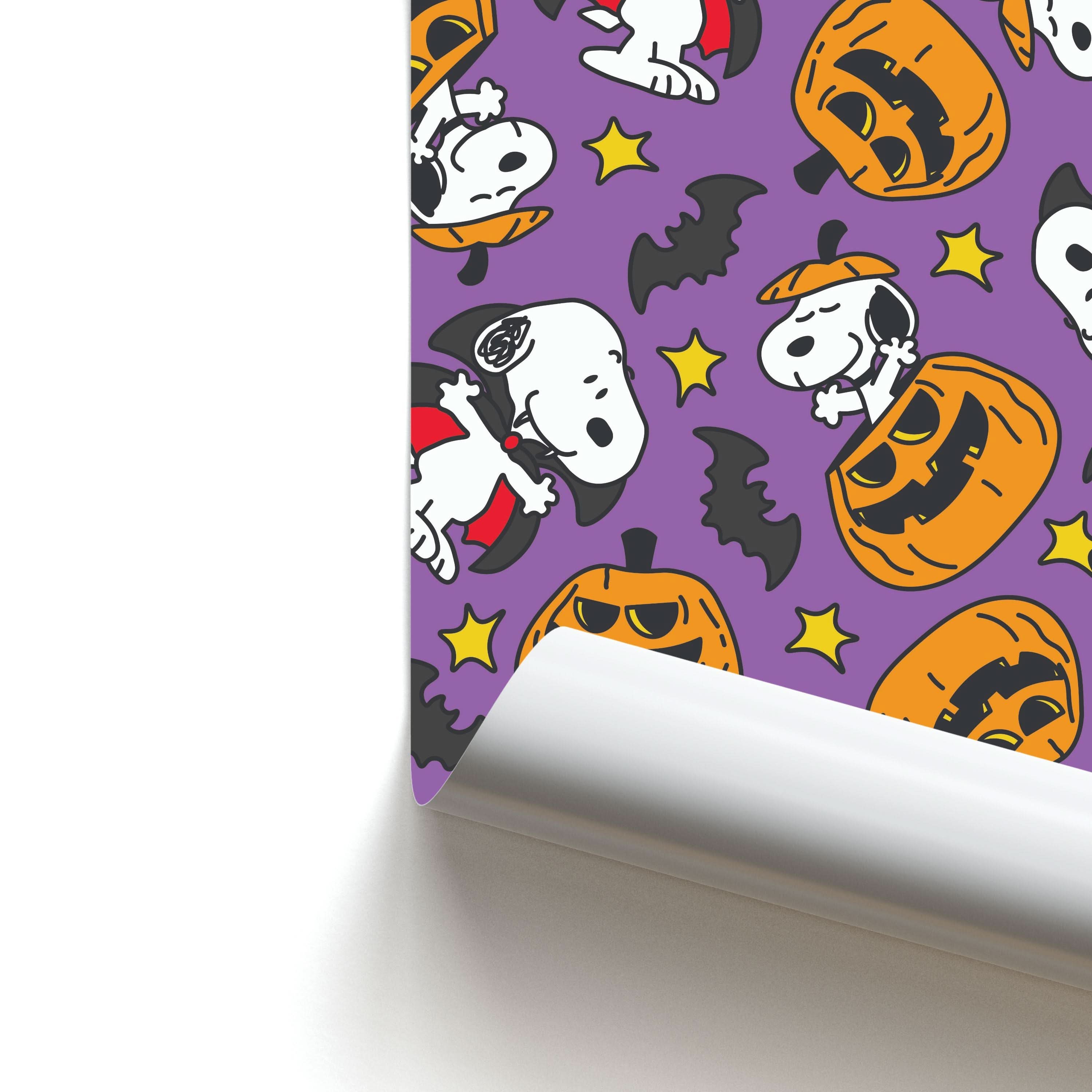 Cartoon Beagle Halloween Pattern Poster