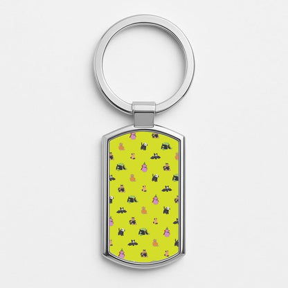 Halloween Plushies Pattern III - Halloween Silver Metal Keyring