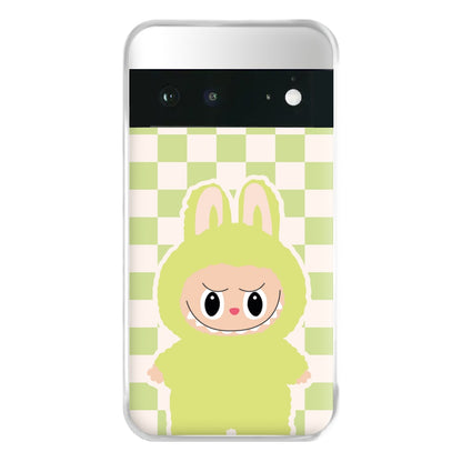 Checkered Cute Green Monster  Google Pixel 6a Case