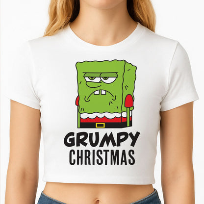 Grumpy Christmas Cartoon Sponge Crop Top