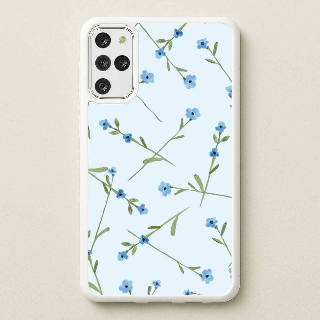 Baby Blue Floral Pattern Galaxy S20 Plus Case