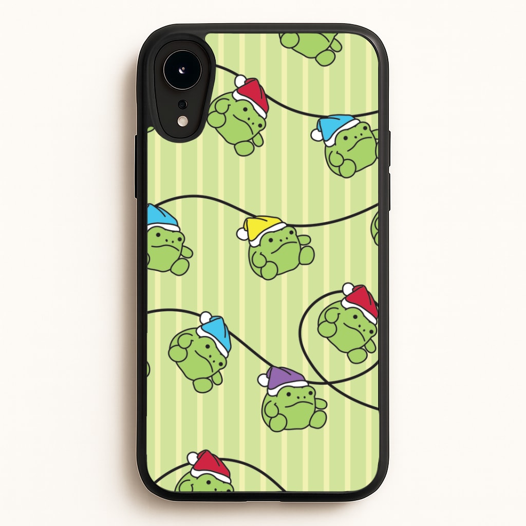 Christmas Frog Plush Fairylights Pattern iPhone XR Case
