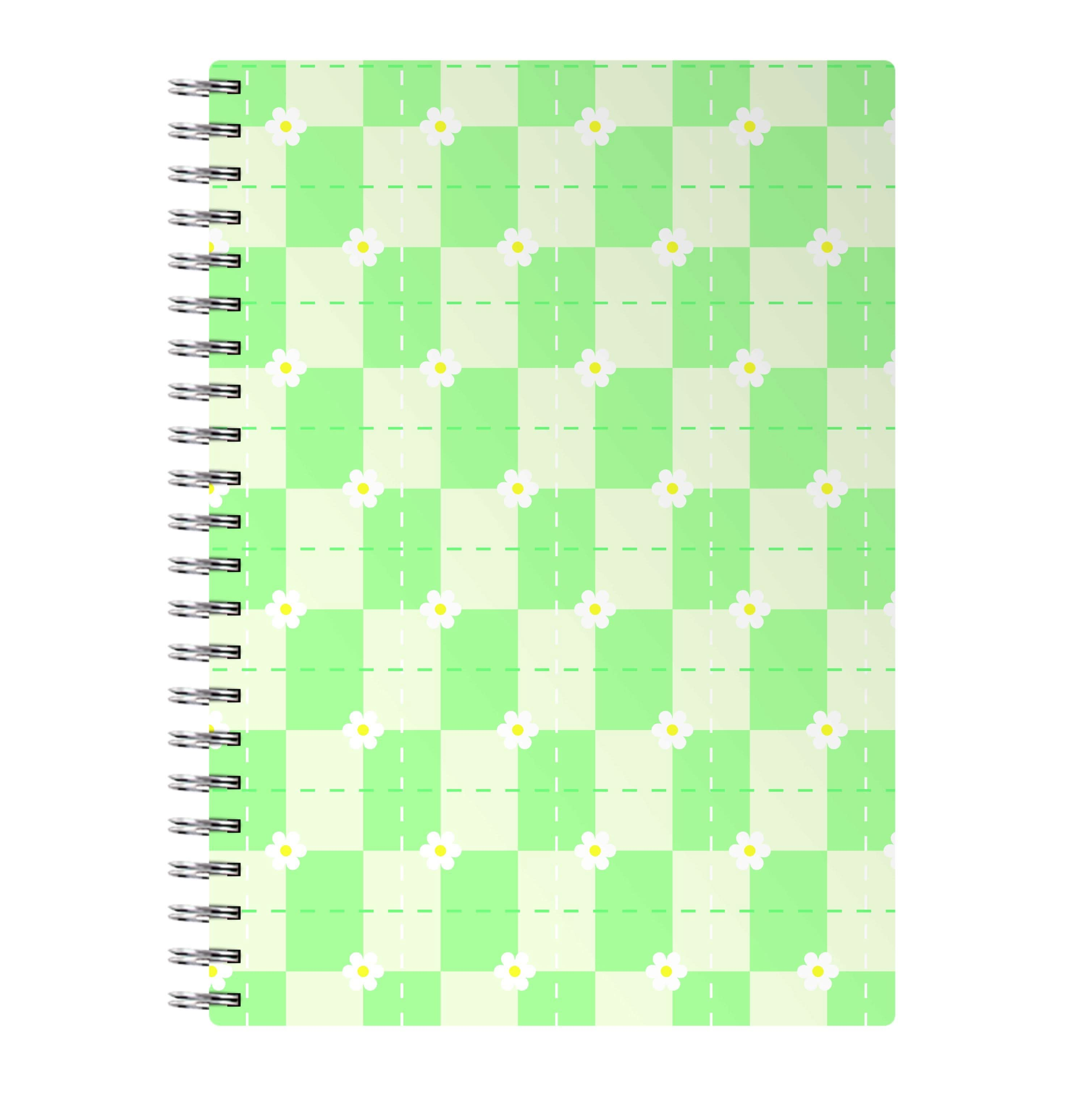 Green Plaid Daisies  Notebook