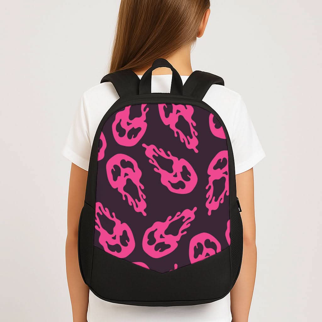 Trippy Ghost Face Pattern School Bag