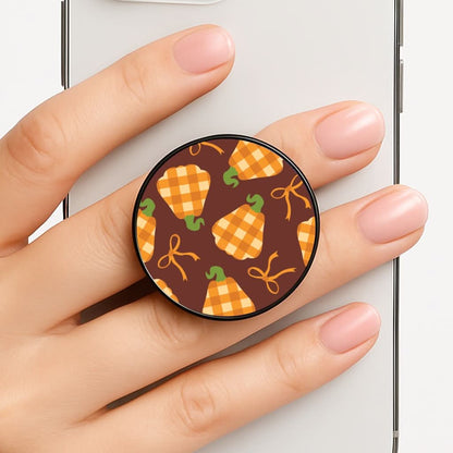 Tartan Pumpkins And Bows Pattern Phone Grip