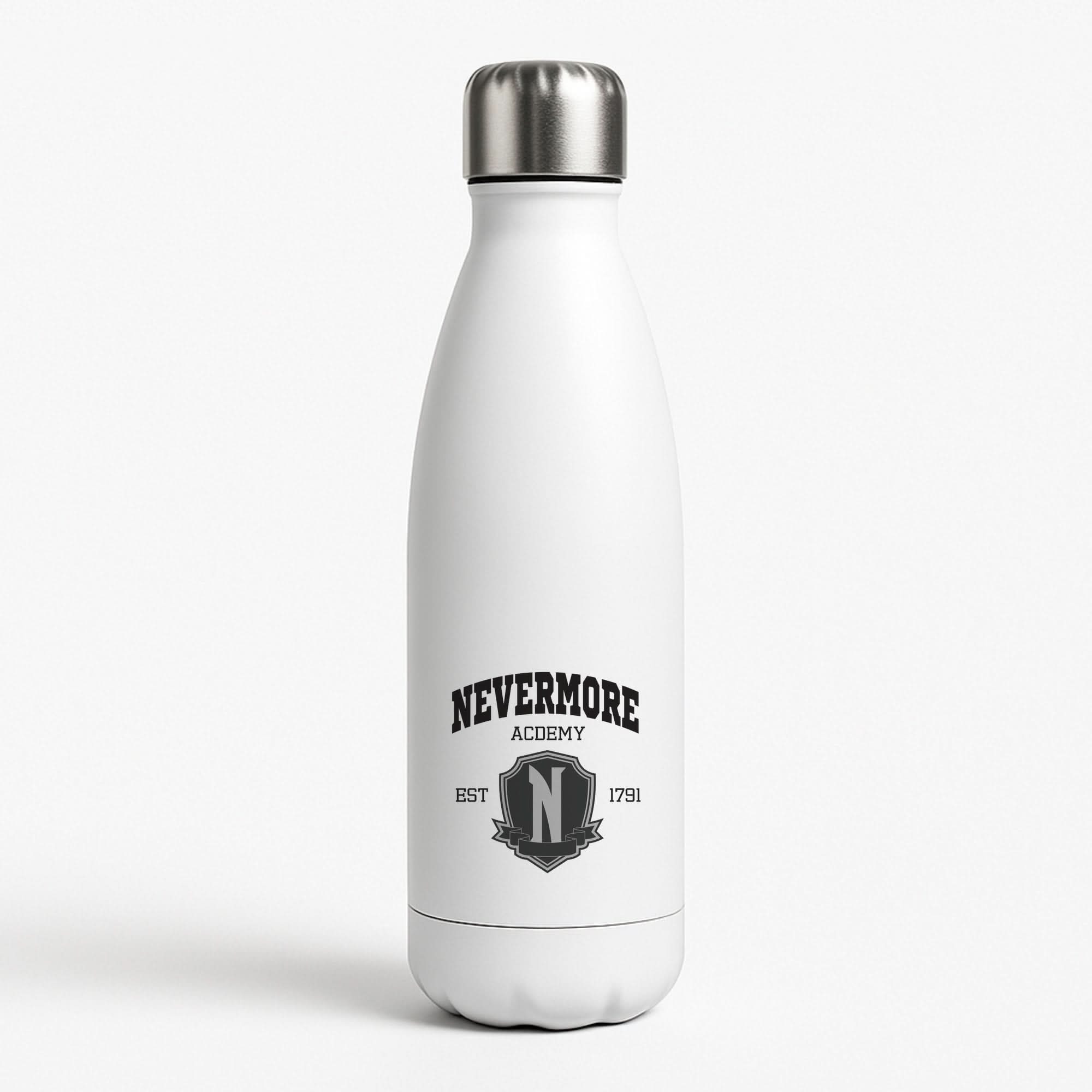 Addams Academy Gray White Water Bottle