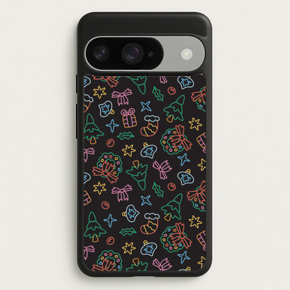 Neon Christmas Icons Pattern I Google Pixel 10 / 10 Pro Case