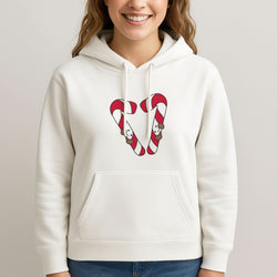 Christmas Candycane Plushies Womans Hooded Sweatshirt