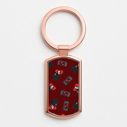 VHS & Ghostface Pattern Rose Gold Keyring