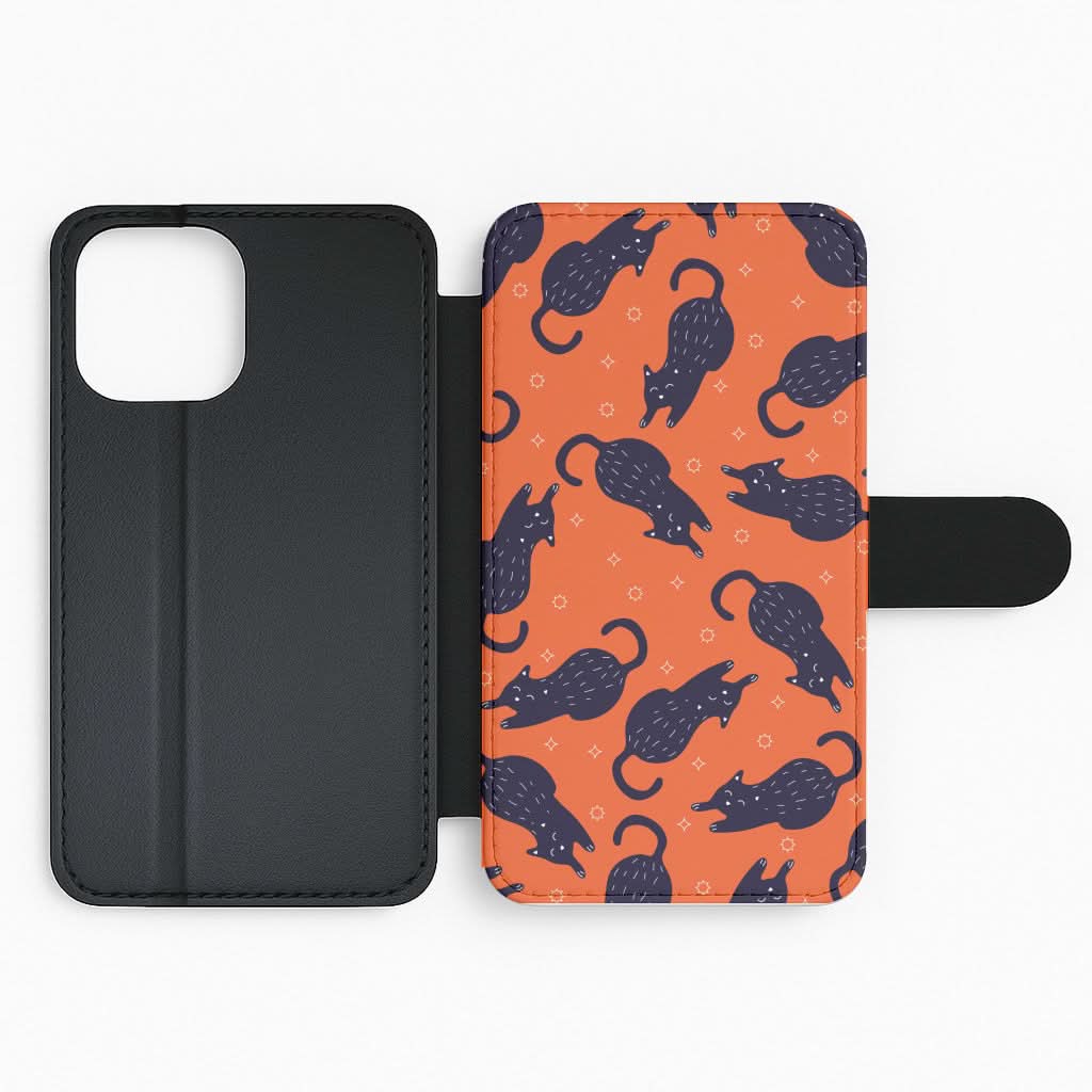 Black Cats And Stars Pattern Flip Phone Case
