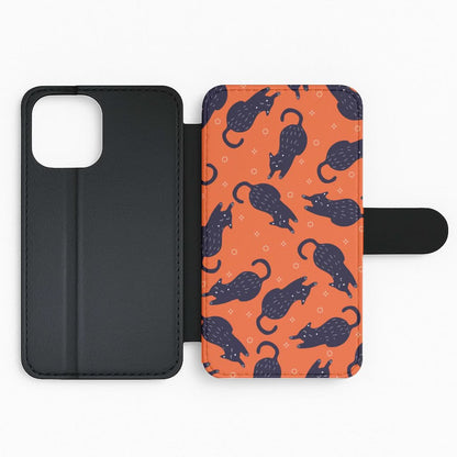 Black Cats And Stars Pattern Flip Phone Case