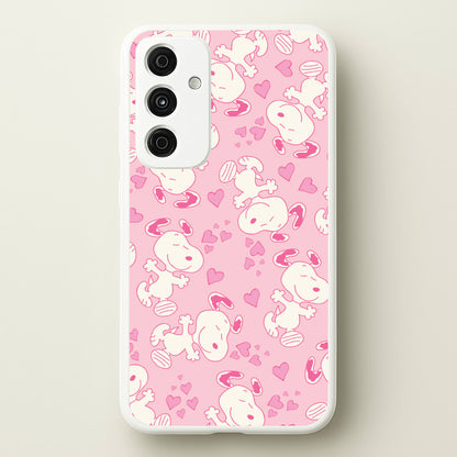 Cartoon Beagle Valentine Hearts Pattern Galaxy A15 Case