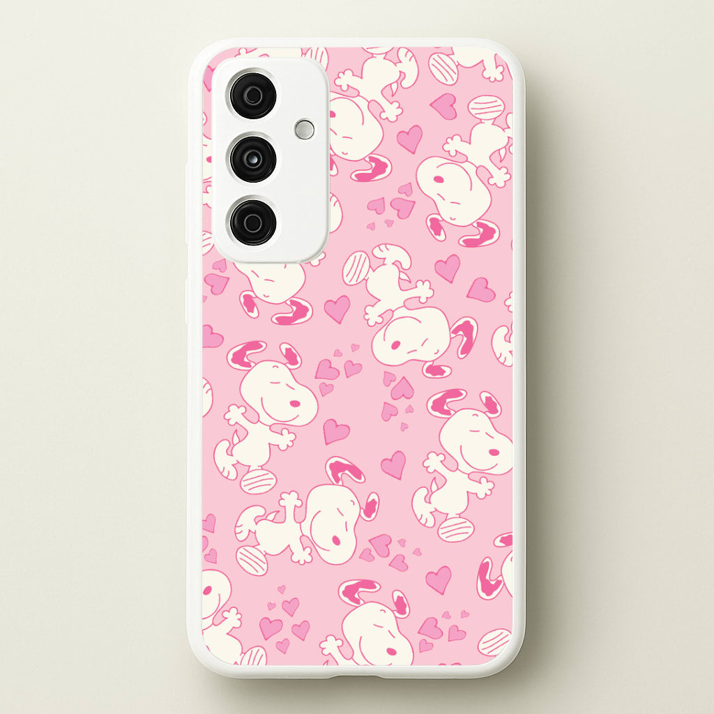 Cartoon Beagle Valentine Hearts Pattern Galaxy A35 Case