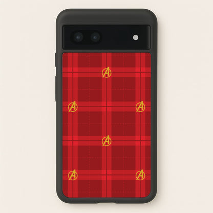 Superhero Team Red Tartan Pattern Google Pixel 7a Case