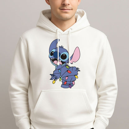 Cute Blue Alien Fairylights Mens Hoodie